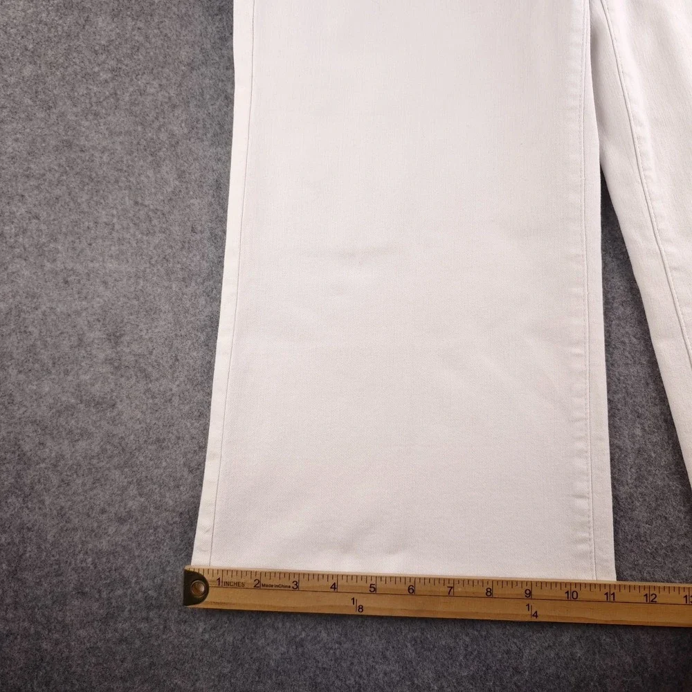 NYDJ Jeans 10p Petite White Cool Embrace Wide Leg 32x20 High Rise Denim